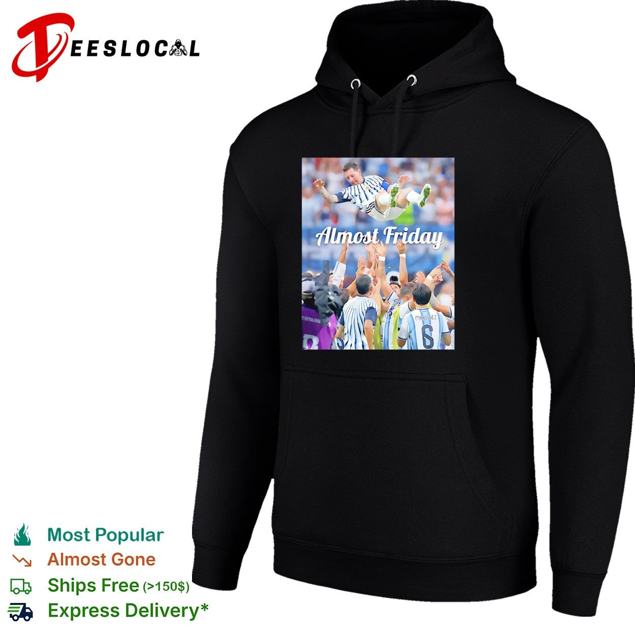 Messi Argentina teammates lift celebration Almost Friday shirt