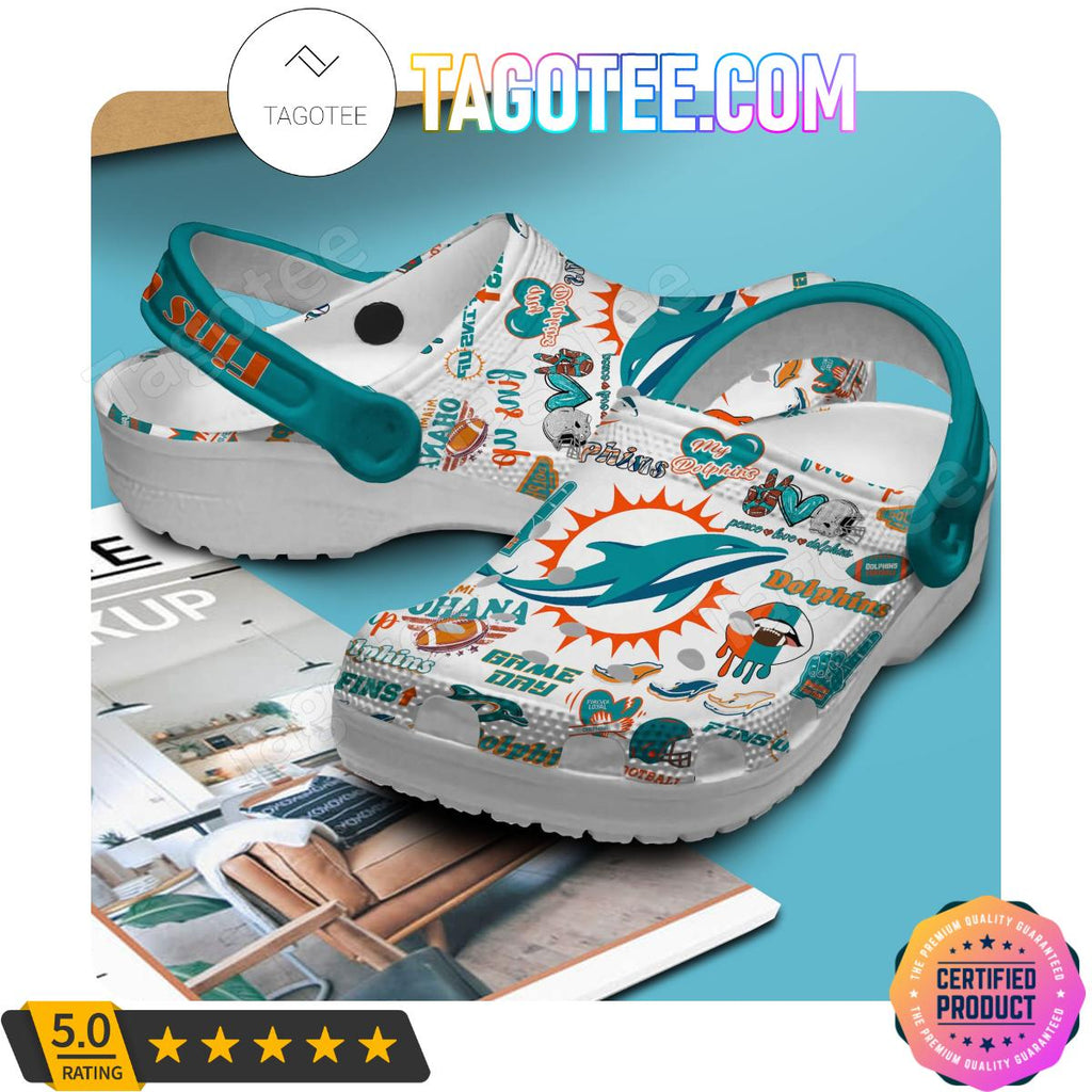 Miami Dolphins Fins Up Football Crocs Clogs