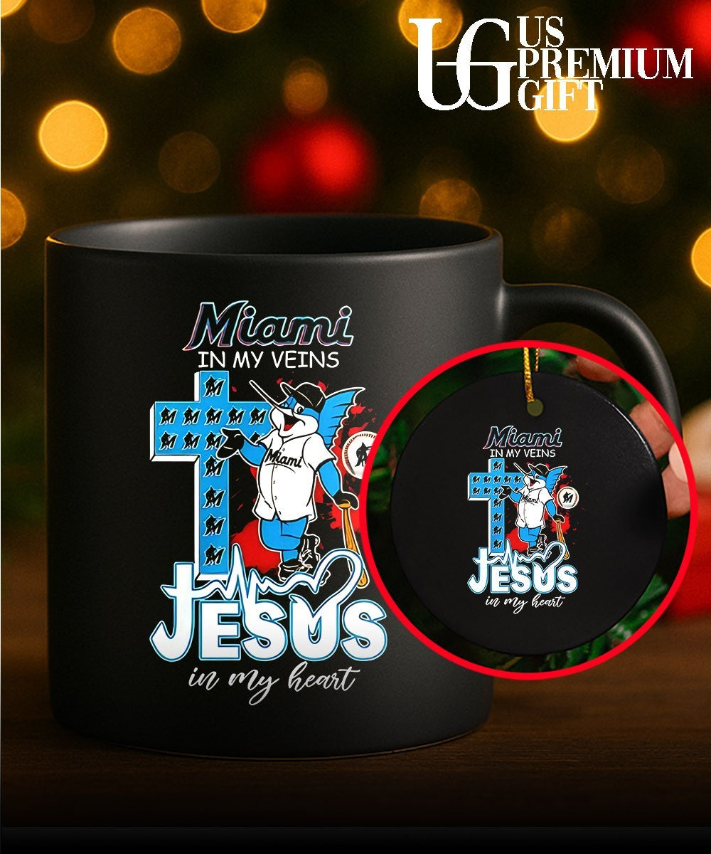 Miami Marlins In My Veins Jesus In My Heart mascot shirt