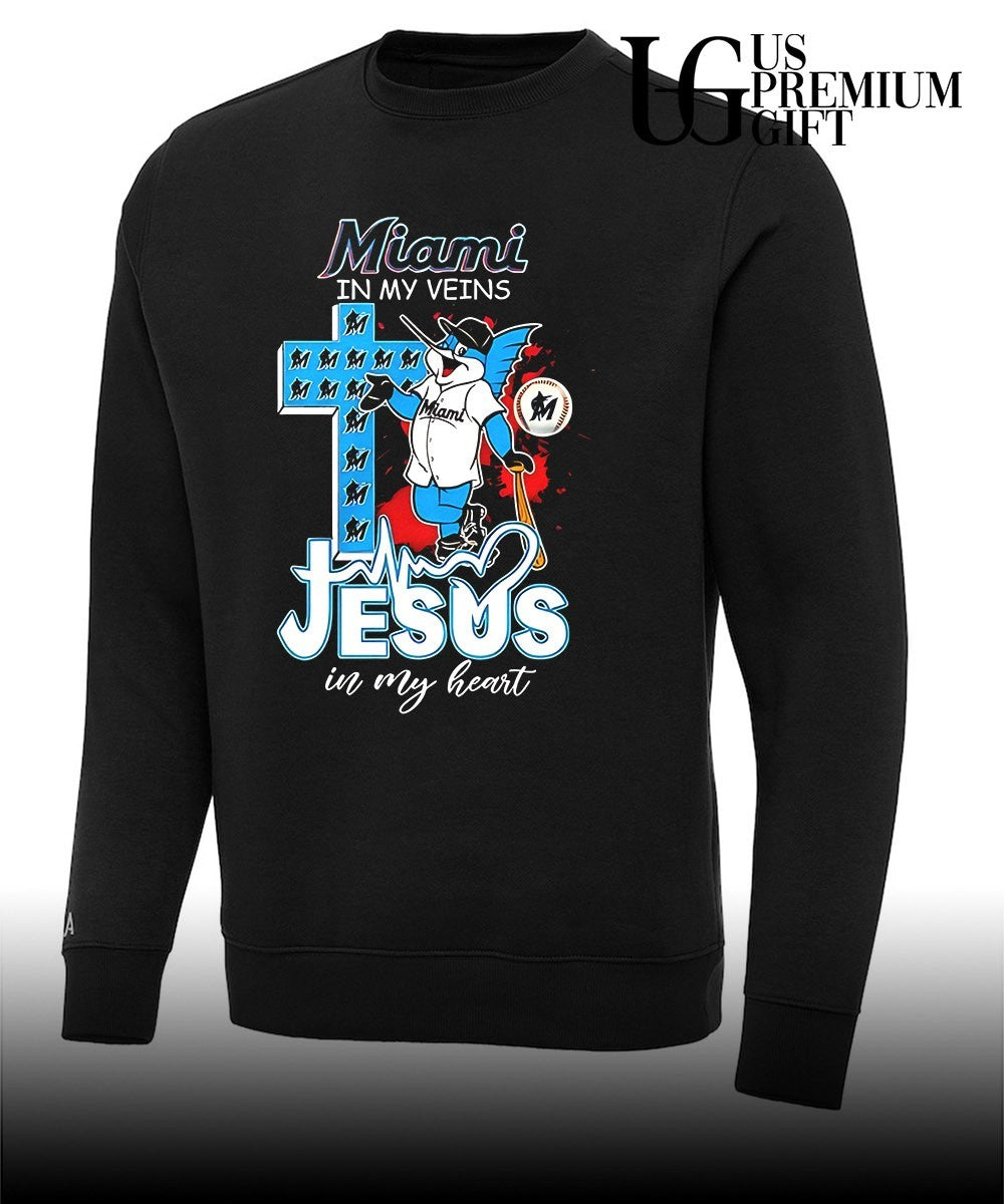 Miami Marlins In My Veins Jesus In My Heart mascot shirt