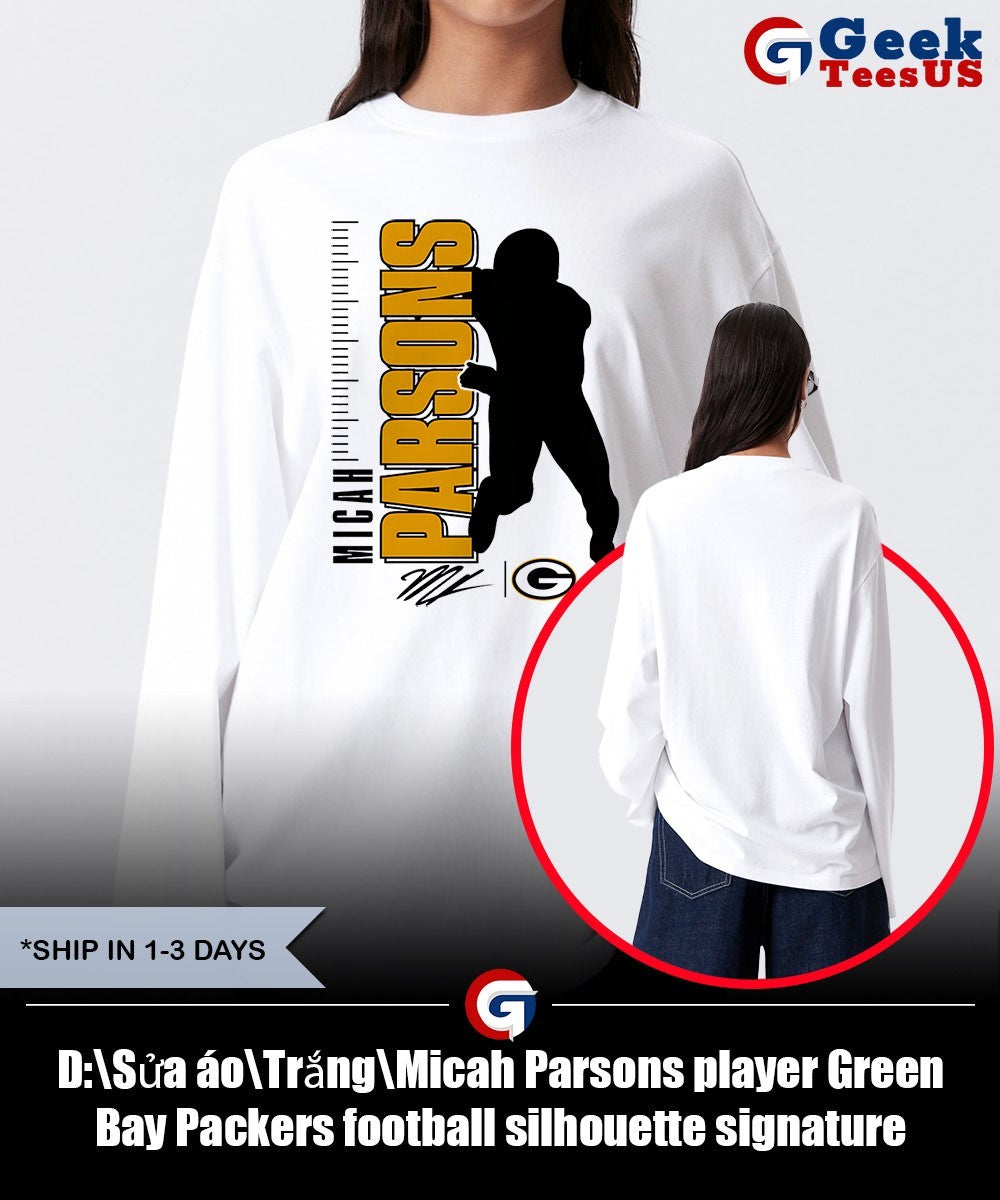 Micah Parsons player Green Bay Packers football silhouette signature shirt