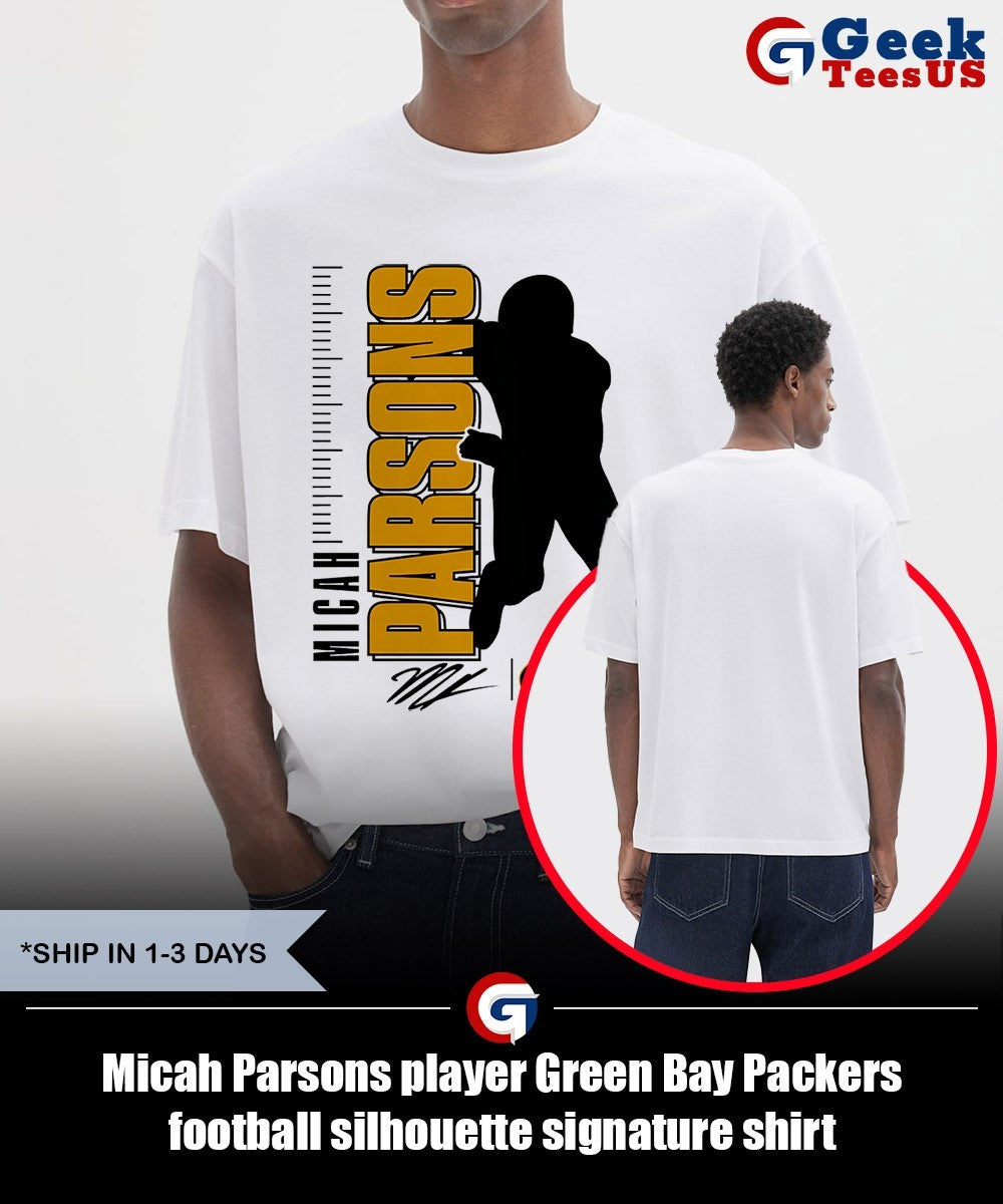 Micah Parsons player Green Bay Packers football silhouette signature shirt