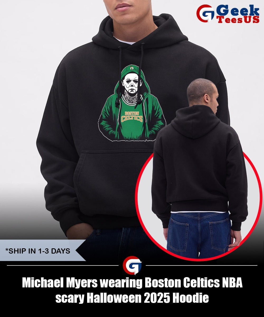 Michael Myers wearing Boston Celtics NBA scary Halloween 2025 shirt