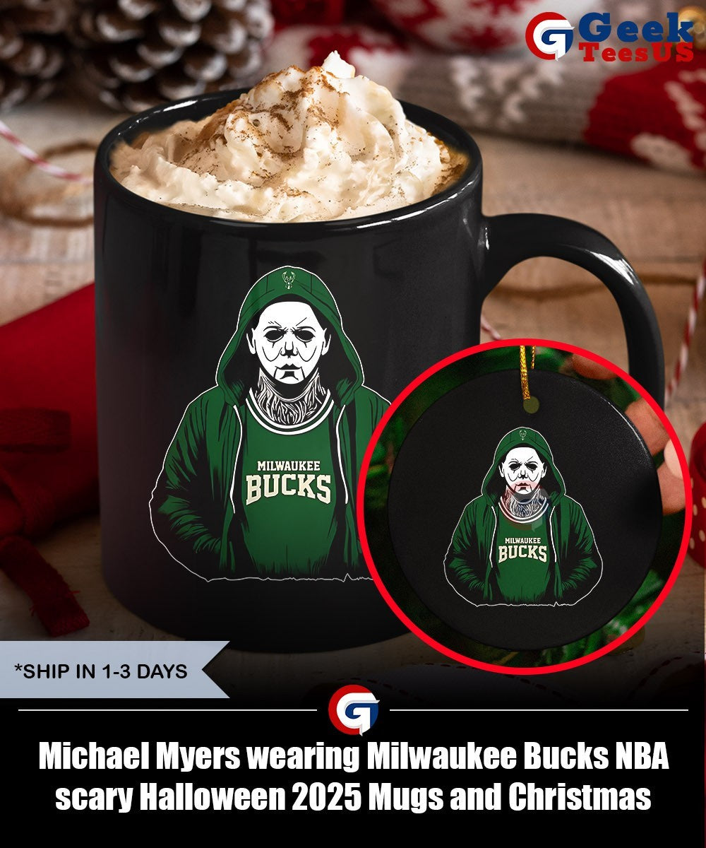 Michael Myers wearing Milwaukee Bucks NBA scary Halloween 2025 shirt