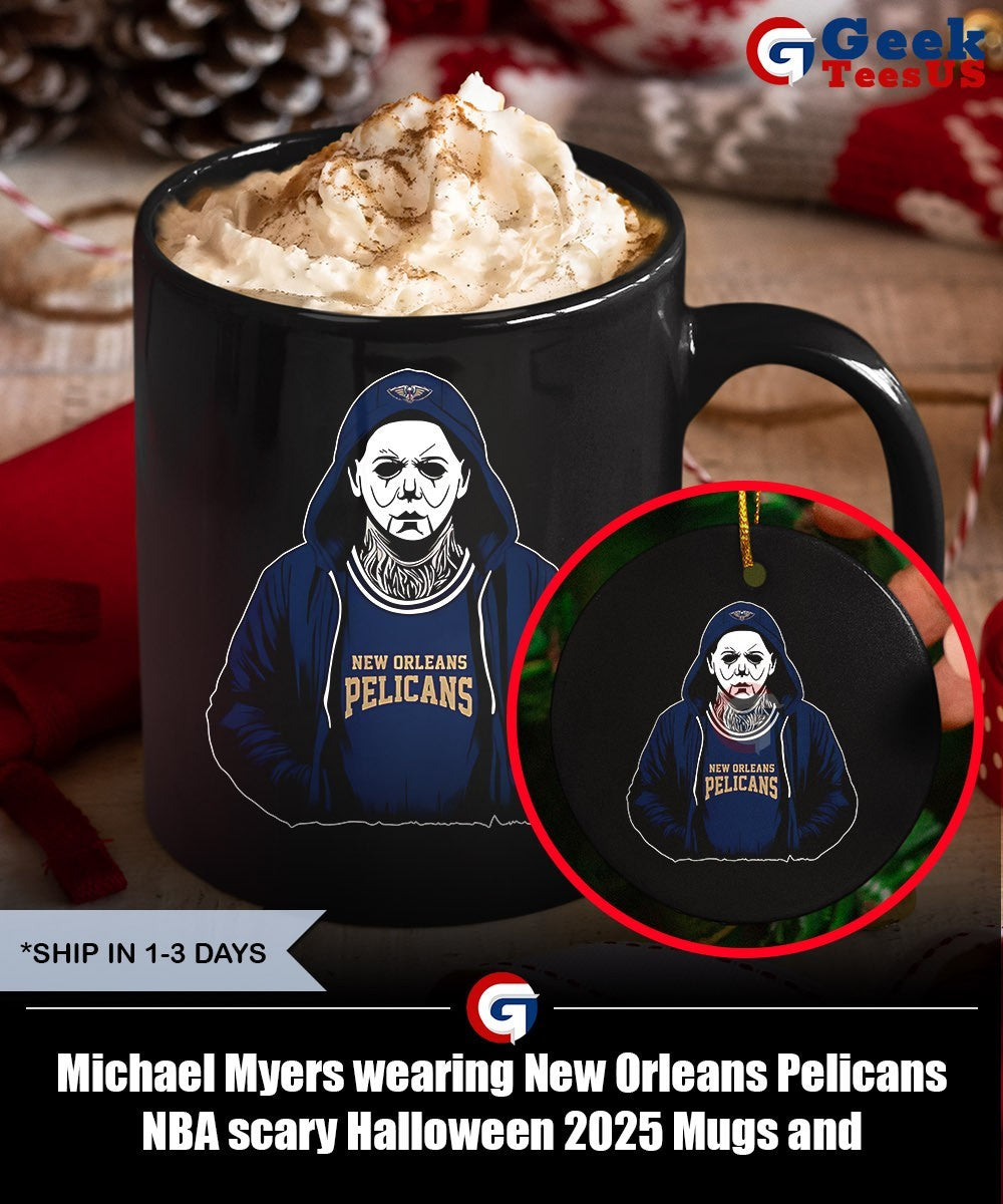 Michael Myers wearing New Orleans Pelicans NBA scary Halloween 2025 shirt