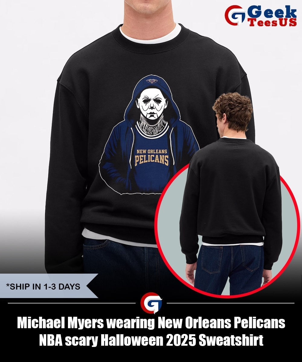 Michael Myers wearing New Orleans Pelicans NBA scary Halloween 2025 shirt