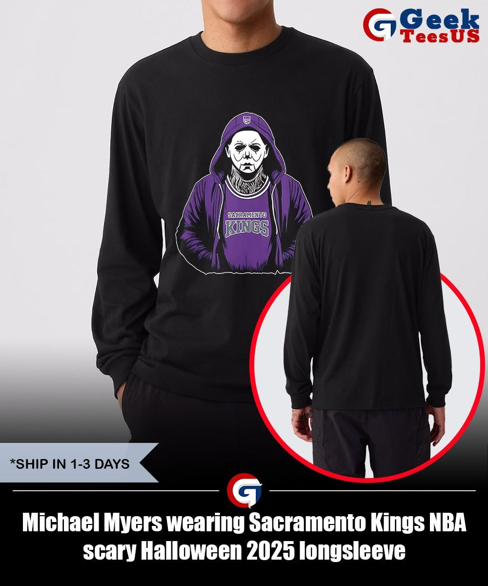 Michael Myers wearing Sacramento Kings NBA scary Halloween 2025 shirt