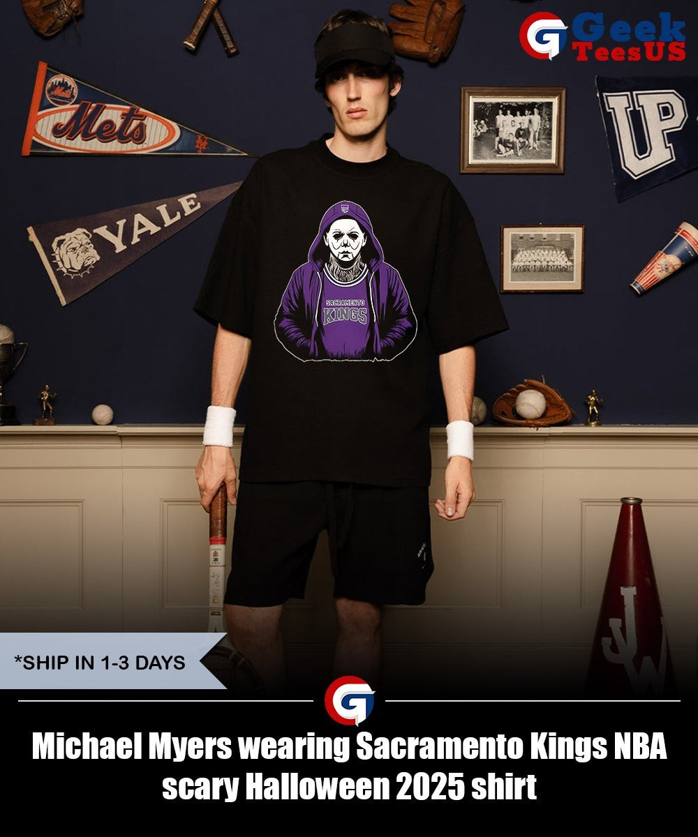 Michael Myers wearing Sacramento Kings NBA scary Halloween 2025 shirt