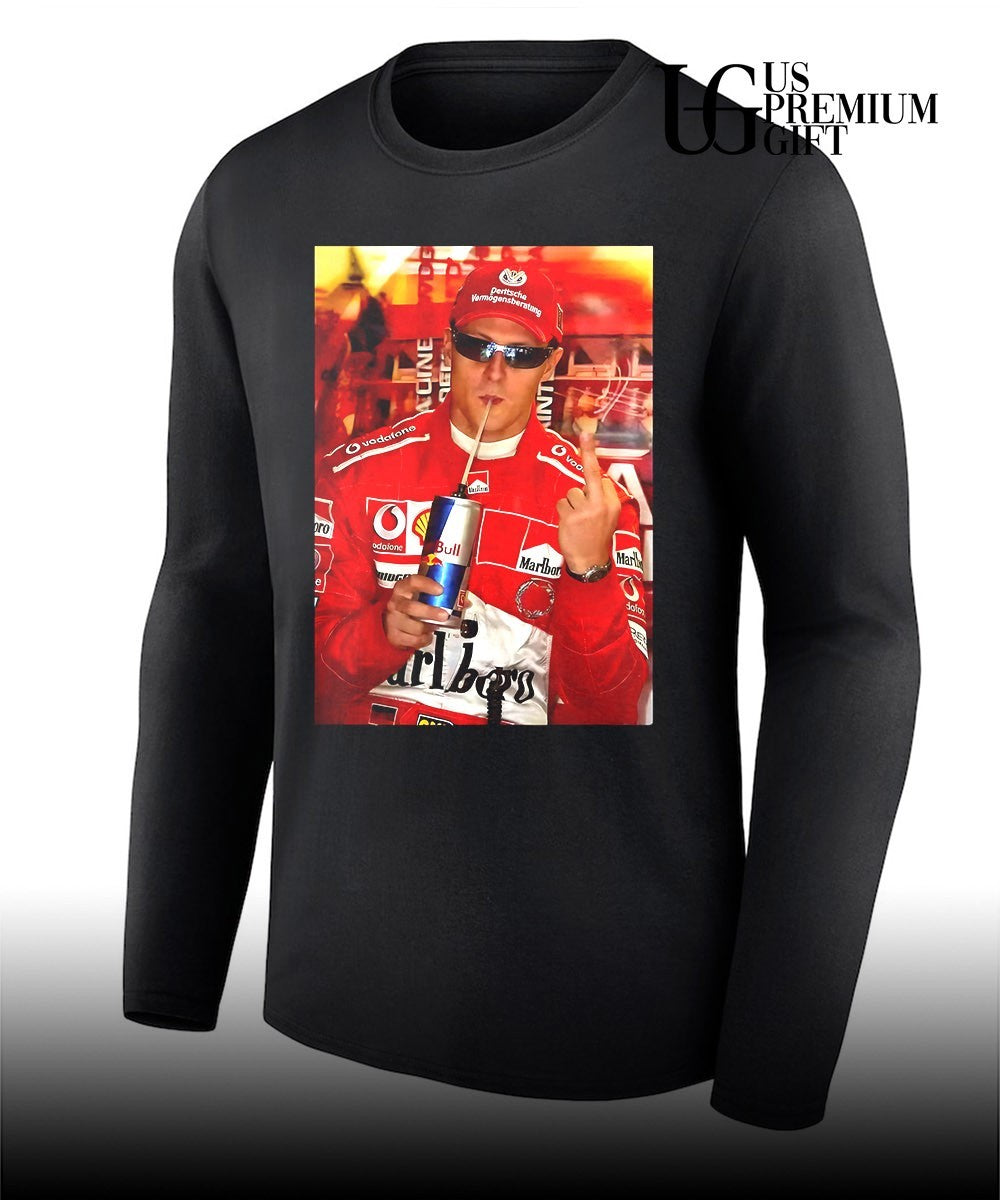 Michael Schumacher F1 racing middle finger shirt