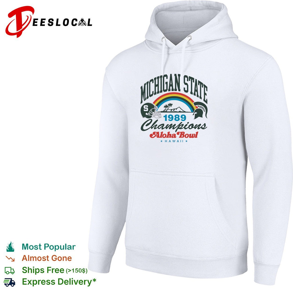 Michigan State Spartans 1989 Aloha Bowl champions Hawaii helmet shirt