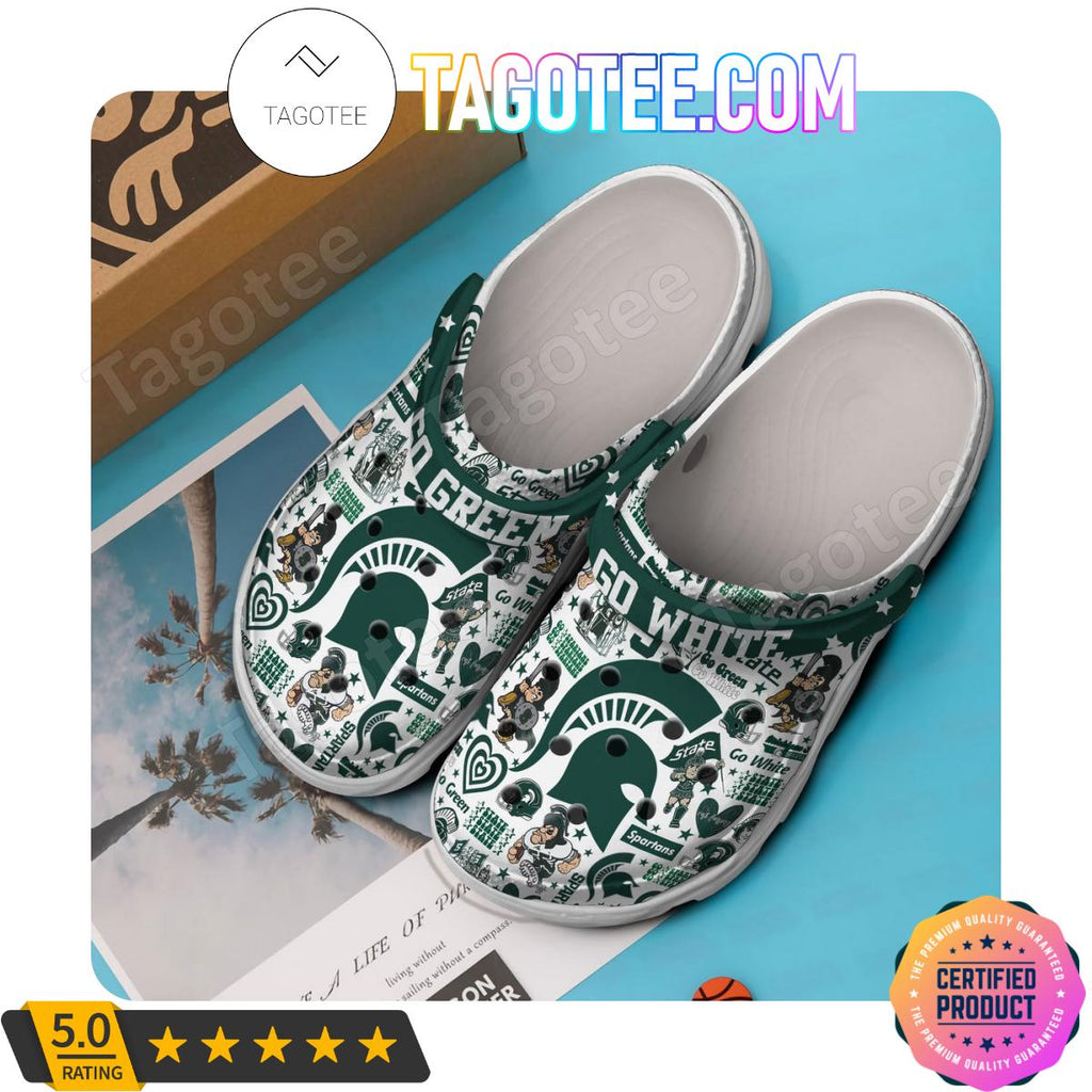 Michigan State Spartans Go Green Go White Crocs Clogs