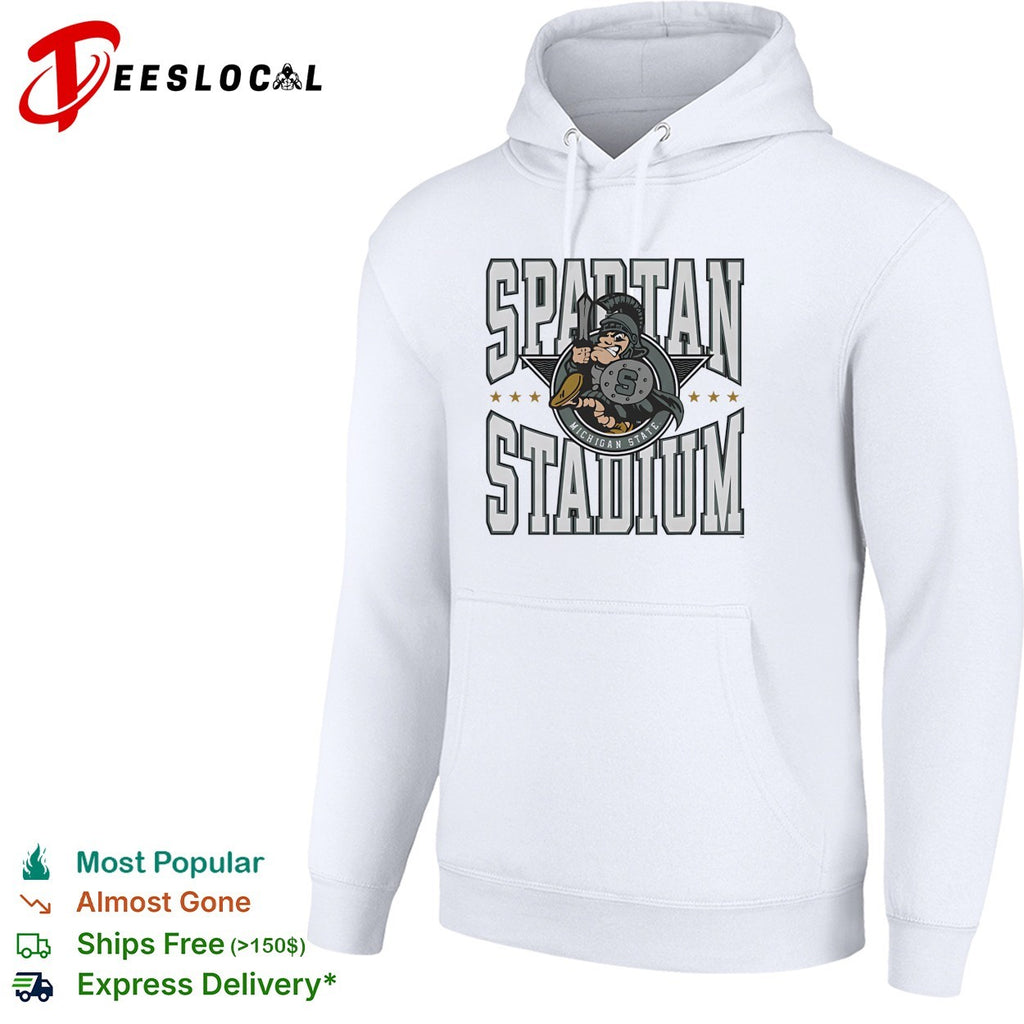 Michigan State Spartans mascot warrior holding sword Spartan Stadium shirt