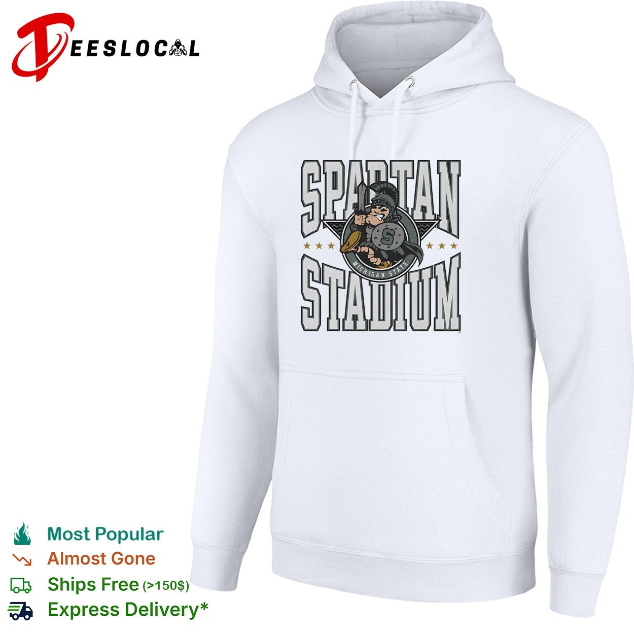 Michigan State Spartans mascot warrior holding sword Spartan Stadium shirt