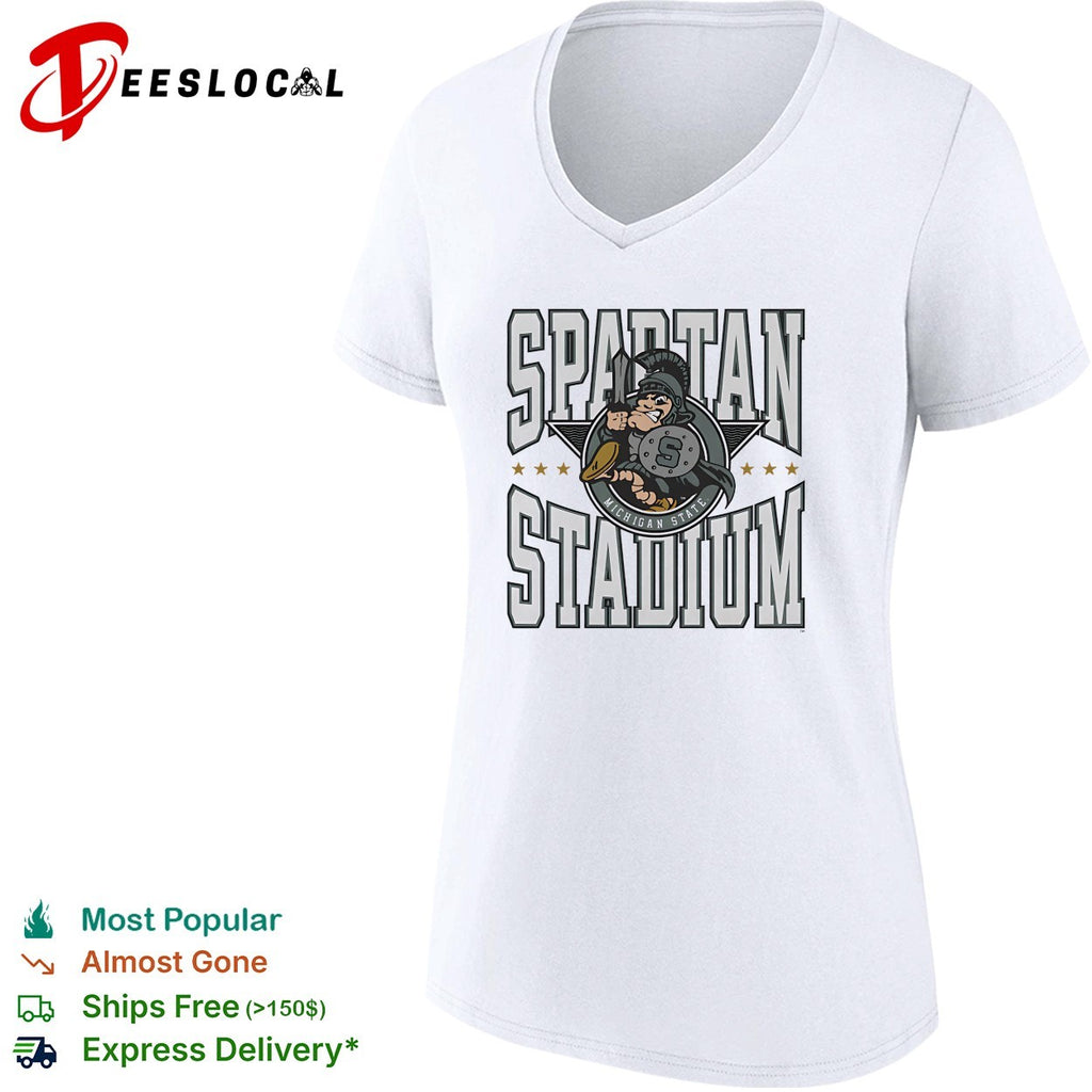 Michigan State Spartans mascot warrior holding sword Spartan Stadium shirt