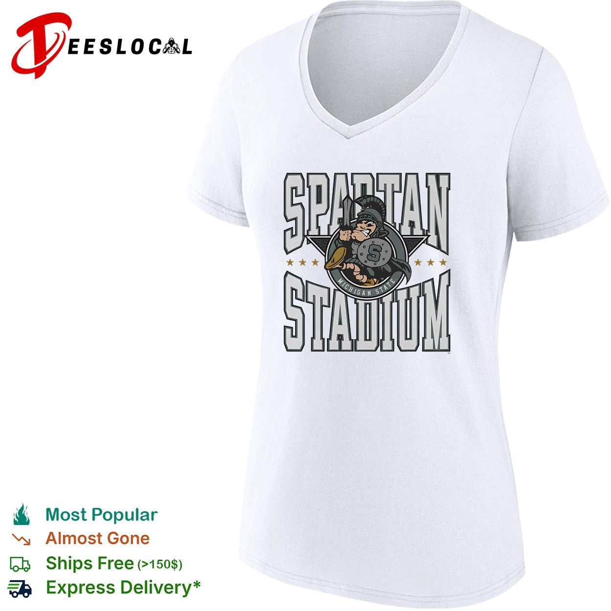 Michigan State Spartans mascot warrior holding sword Spartan Stadium shirt