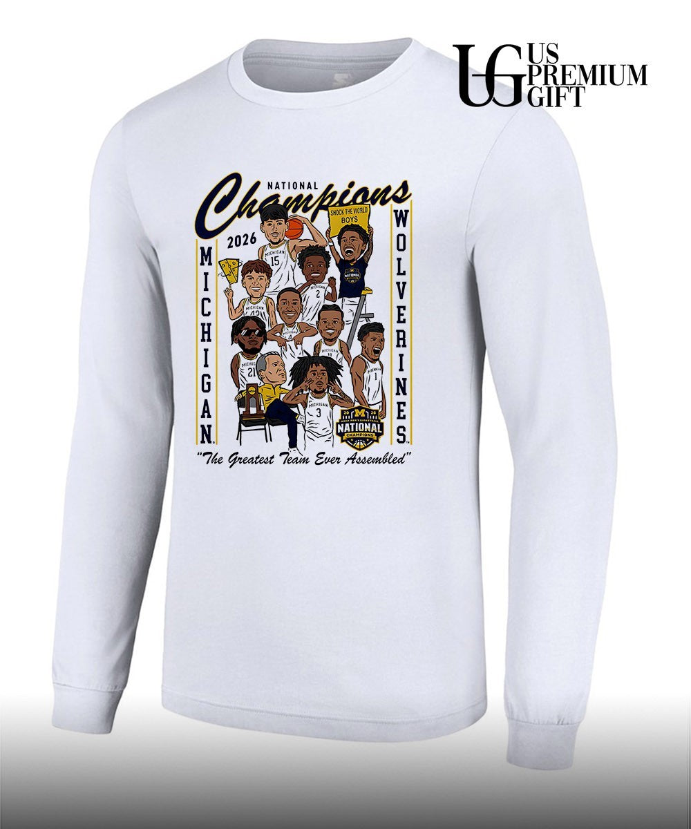 Michigan Wolverines 2026 Men’s Basketball National Champions caricature shirt