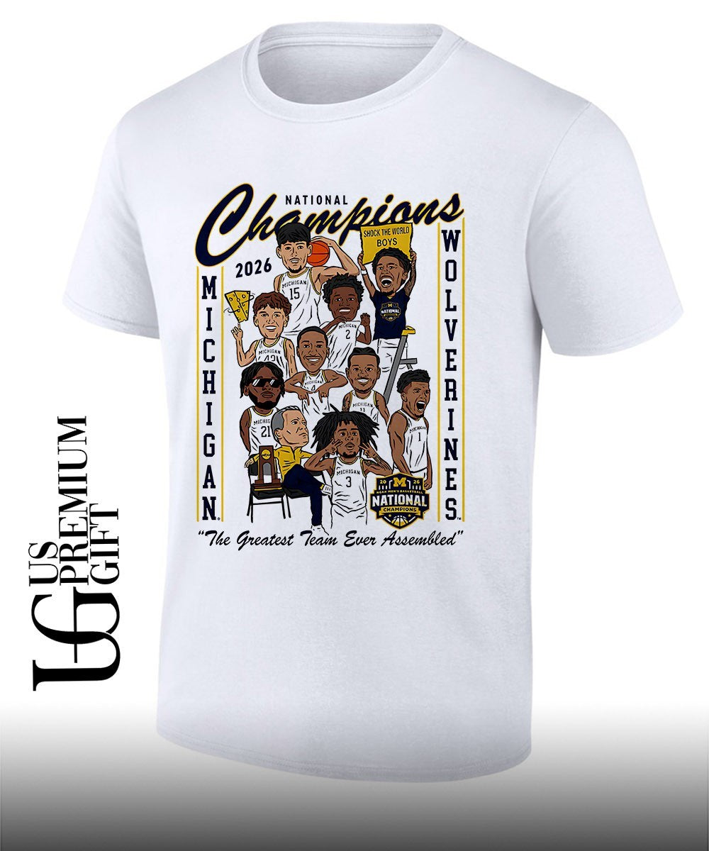 Michigan Wolverines 2026 Men’s Basketball National Champions caricature shirt