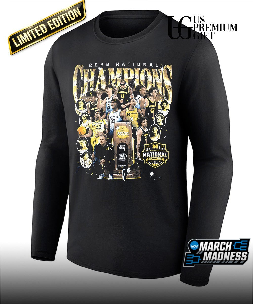 Michigan Wolverines 2026 Men’s Basketball National Champions trophy shirt