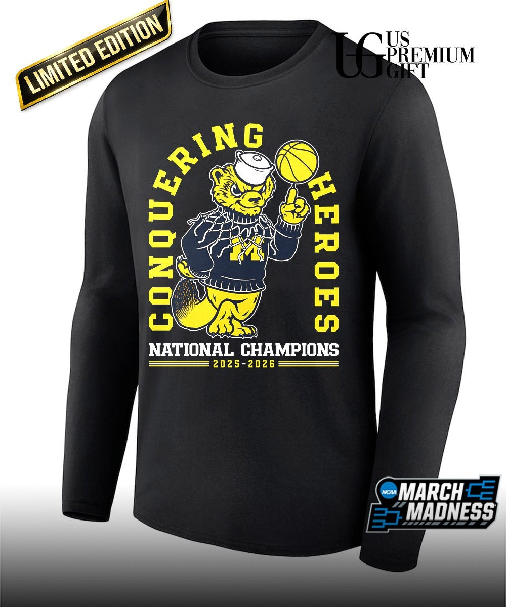 Michigan Wolverines 2026 National Champions basketball fire shirt