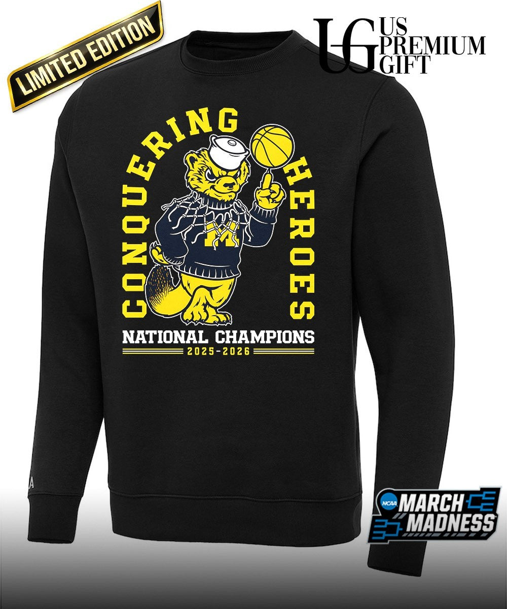 Michigan Wolverines 2026 National Champions basketball fire shirt