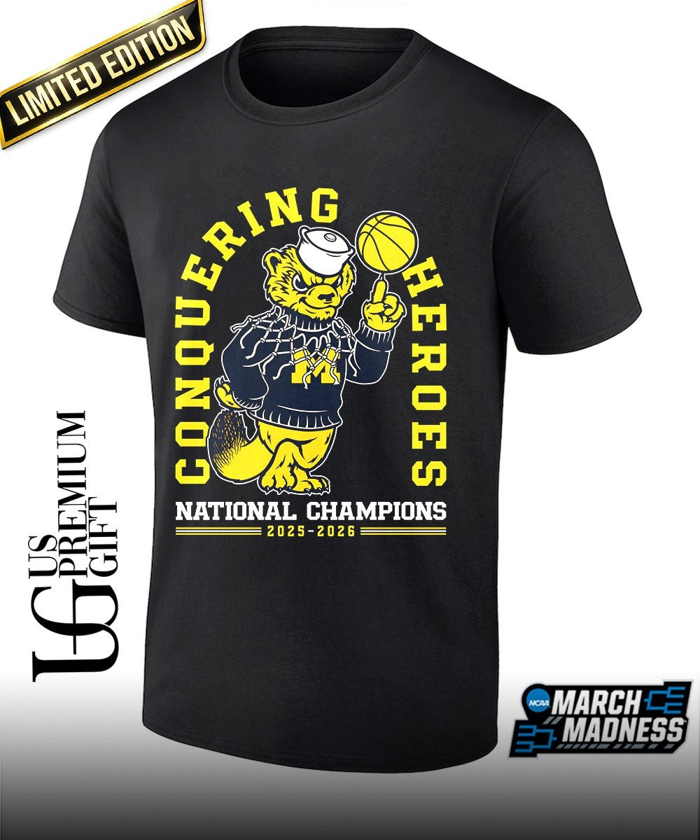 Michigan Wolverines 2026 National Champions basketball fire shirt