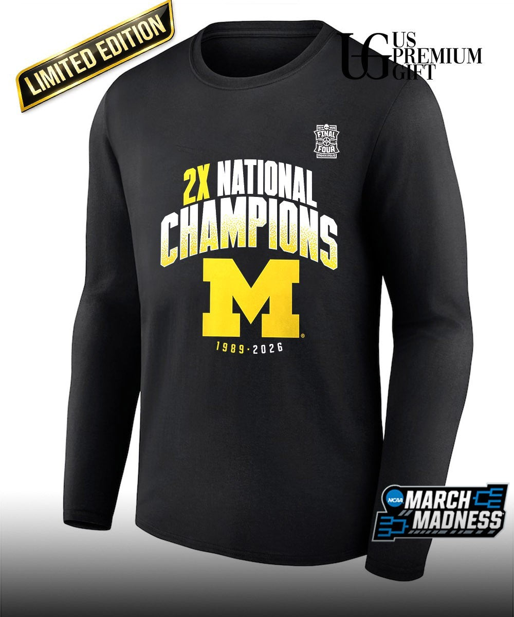 Michigan Wolverines 2026 Two-Time NCAA Men’s Basketball National Champions post move shirt