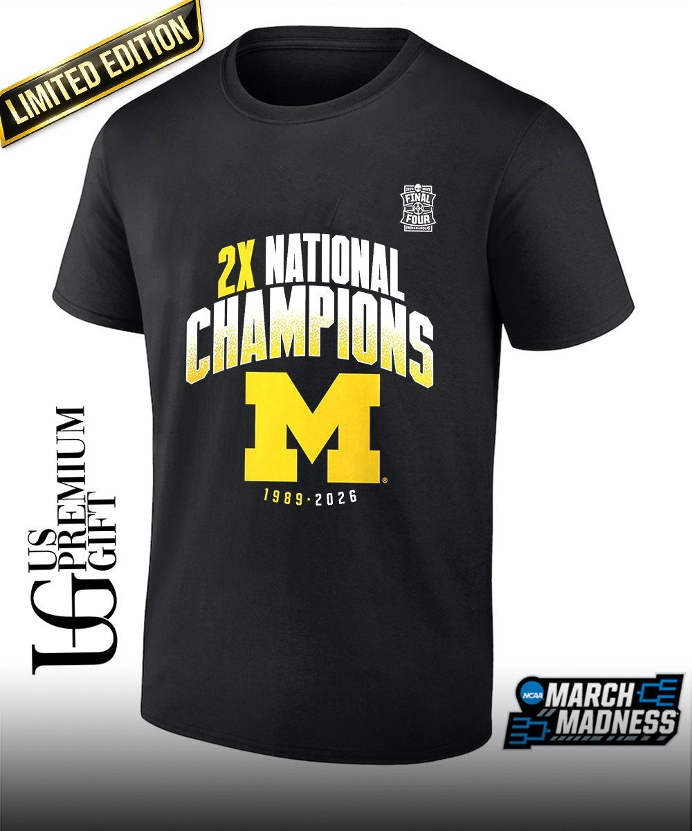 Michigan Wolverines 2026 Two-Time NCAA Men’s Basketball National Champions post move shirt
