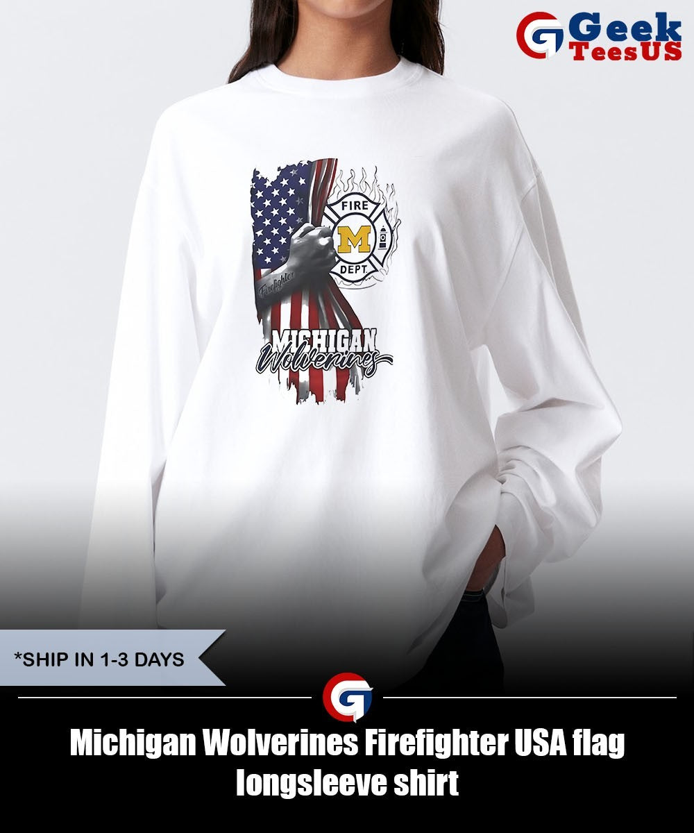 Michigan Wolverines Firefighter USA flag shirt