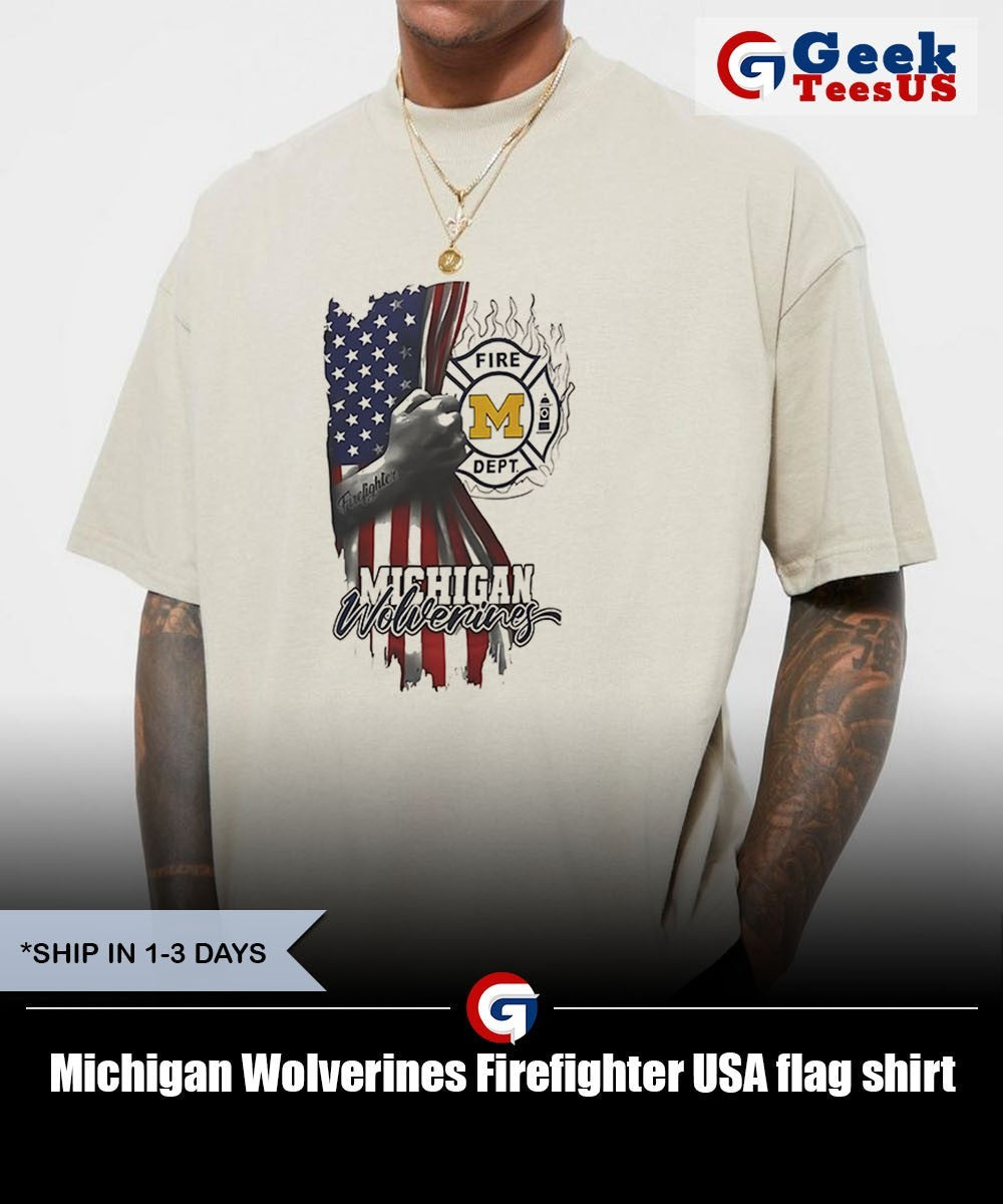 Michigan Wolverines Firefighter USA flag shirt