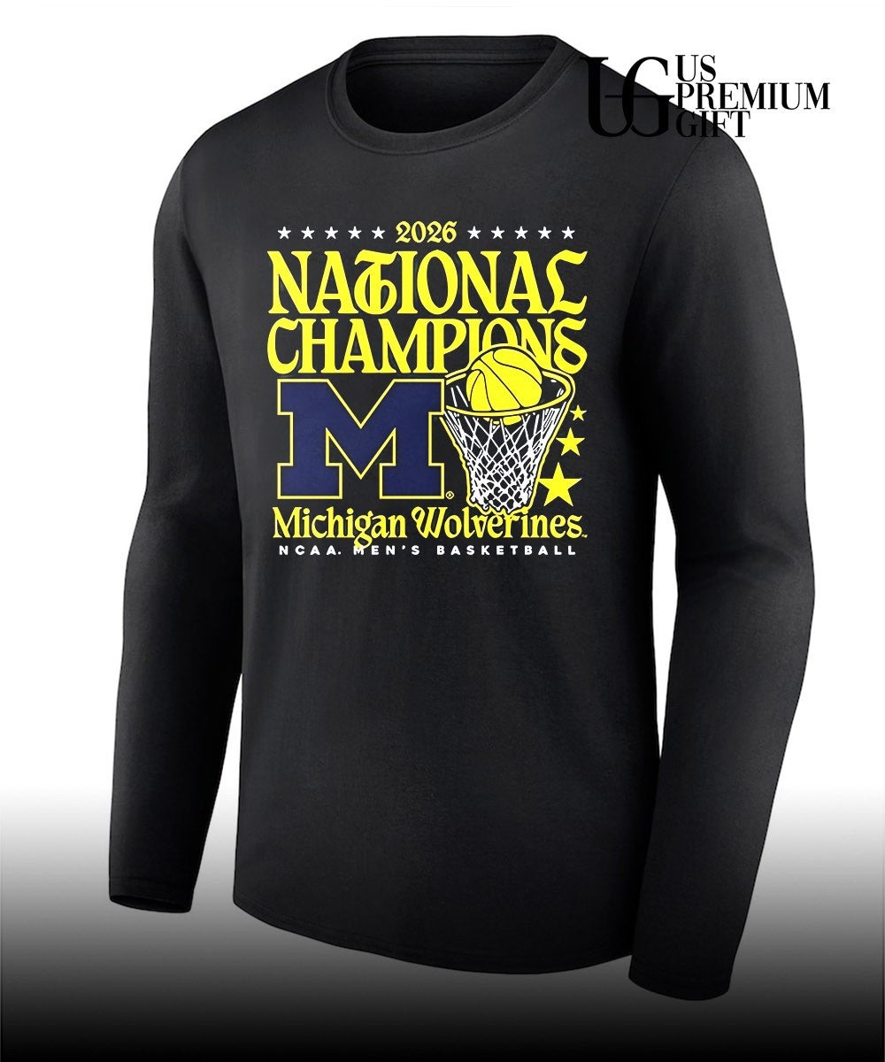 Michigan Wolverines MBB National Champions 2026 hoop shirt