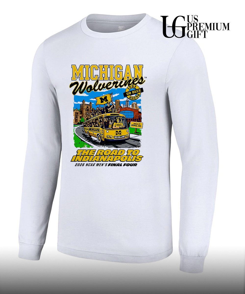 Michigan Wolverines Men’s Basketball Final Four Indy Bound Bus The Roaad To Indianapolis 2026 shirt