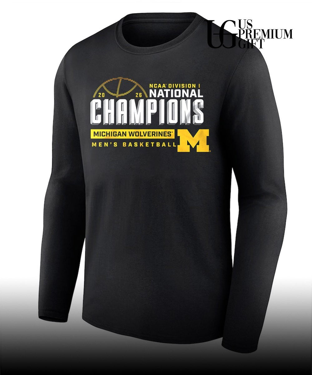 Michigan Wolverines NCAA Division I National Champions Men’s Basketball 2026 celebrating graphic shirt