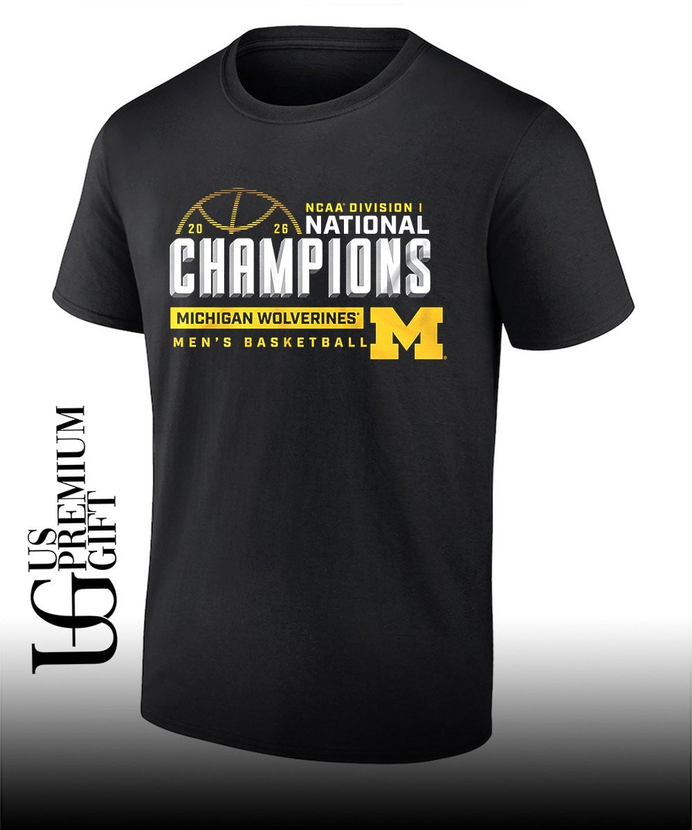 Michigan Wolverines NCAA Division I National Champions Men’s Basketball 2026 celebrating graphic shirt