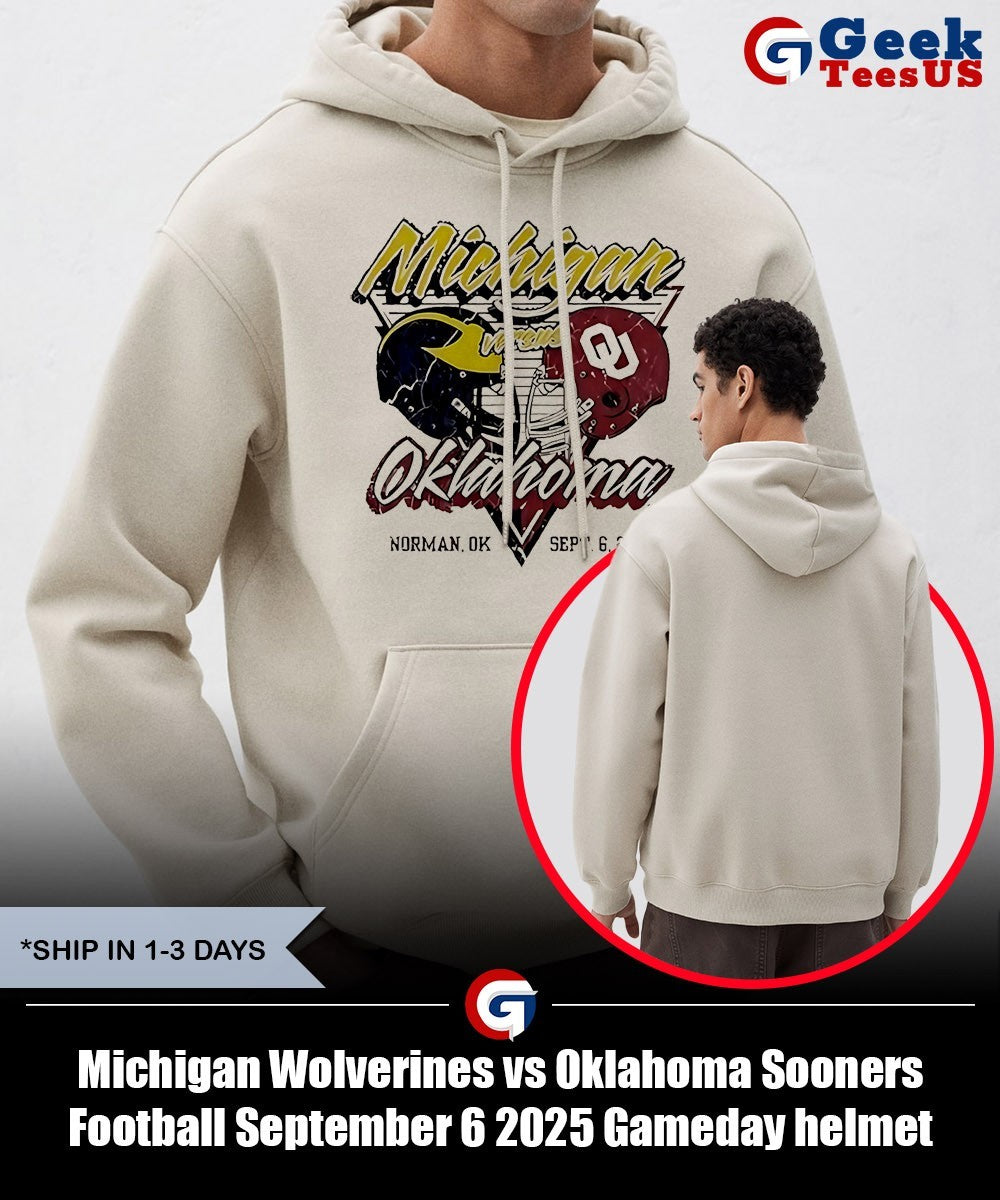 Michigan Wolverines vs Oklahoma Sooners Football September 6 2025 Gameday helmet shirt