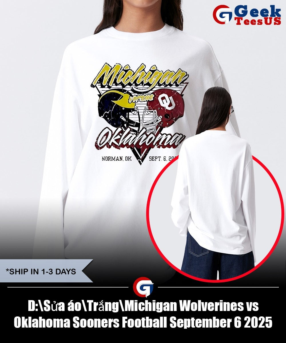 Michigan Wolverines vs Oklahoma Sooners Football September 6 2025 Gameday helmet shirt