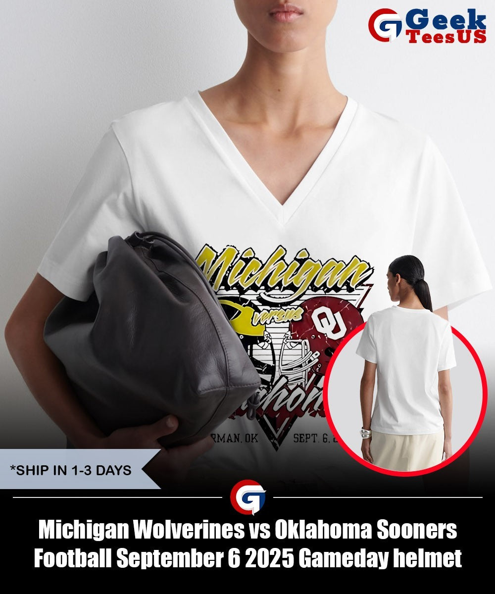 Michigan Wolverines vs Oklahoma Sooners Football September 6 2025 Gameday helmet shirt