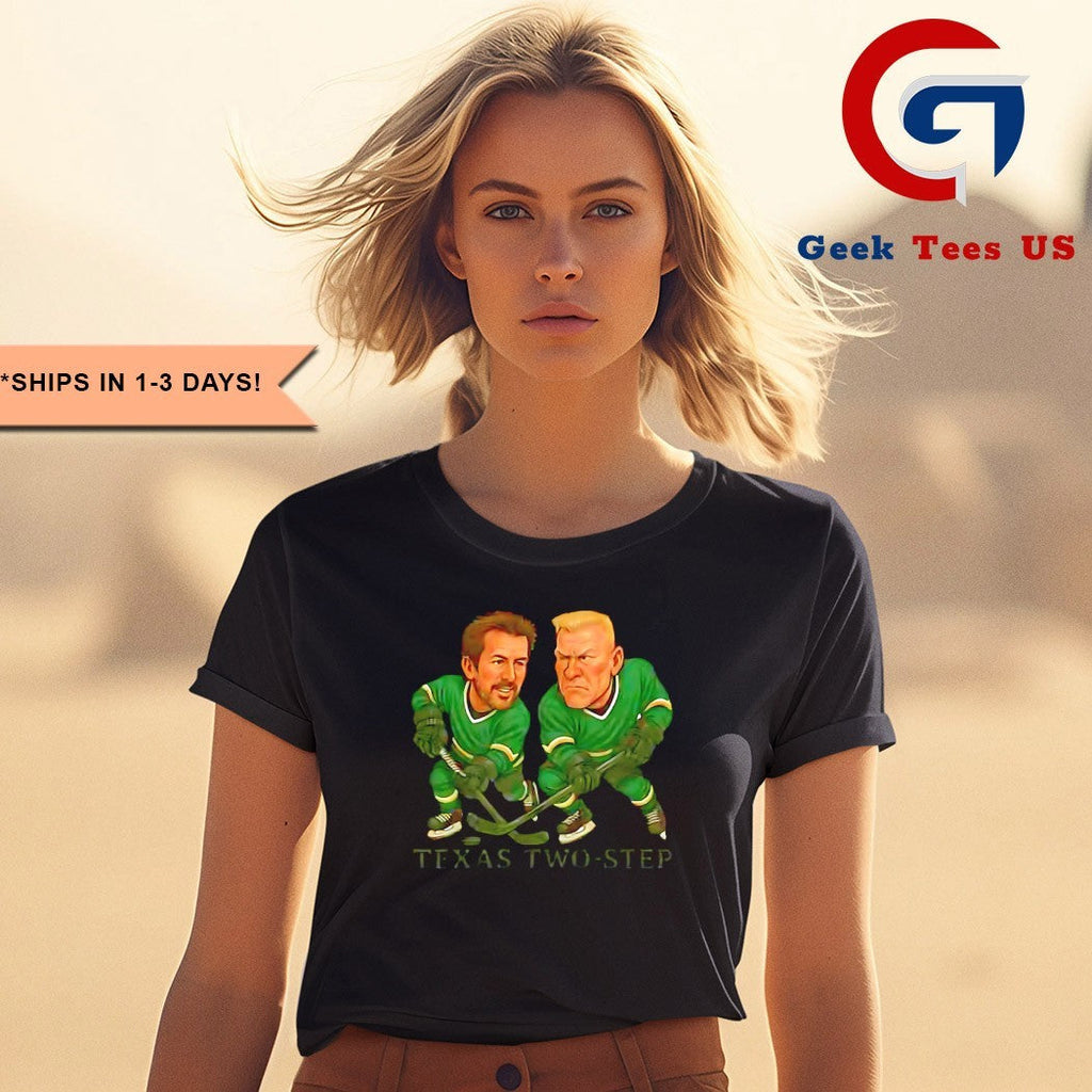 Mike Modano and Brett Hull Texas Two-step Hockey caricatures shirt