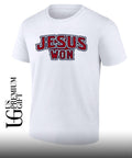 Mike Trout wearing Jesus Won shirt