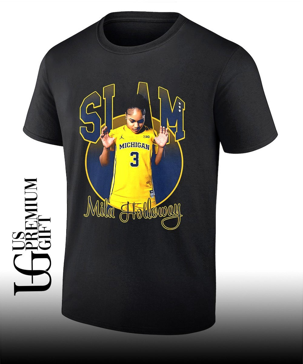 Mila Holloway Michigan Wolverines women’s basketball SLAM pose shirt