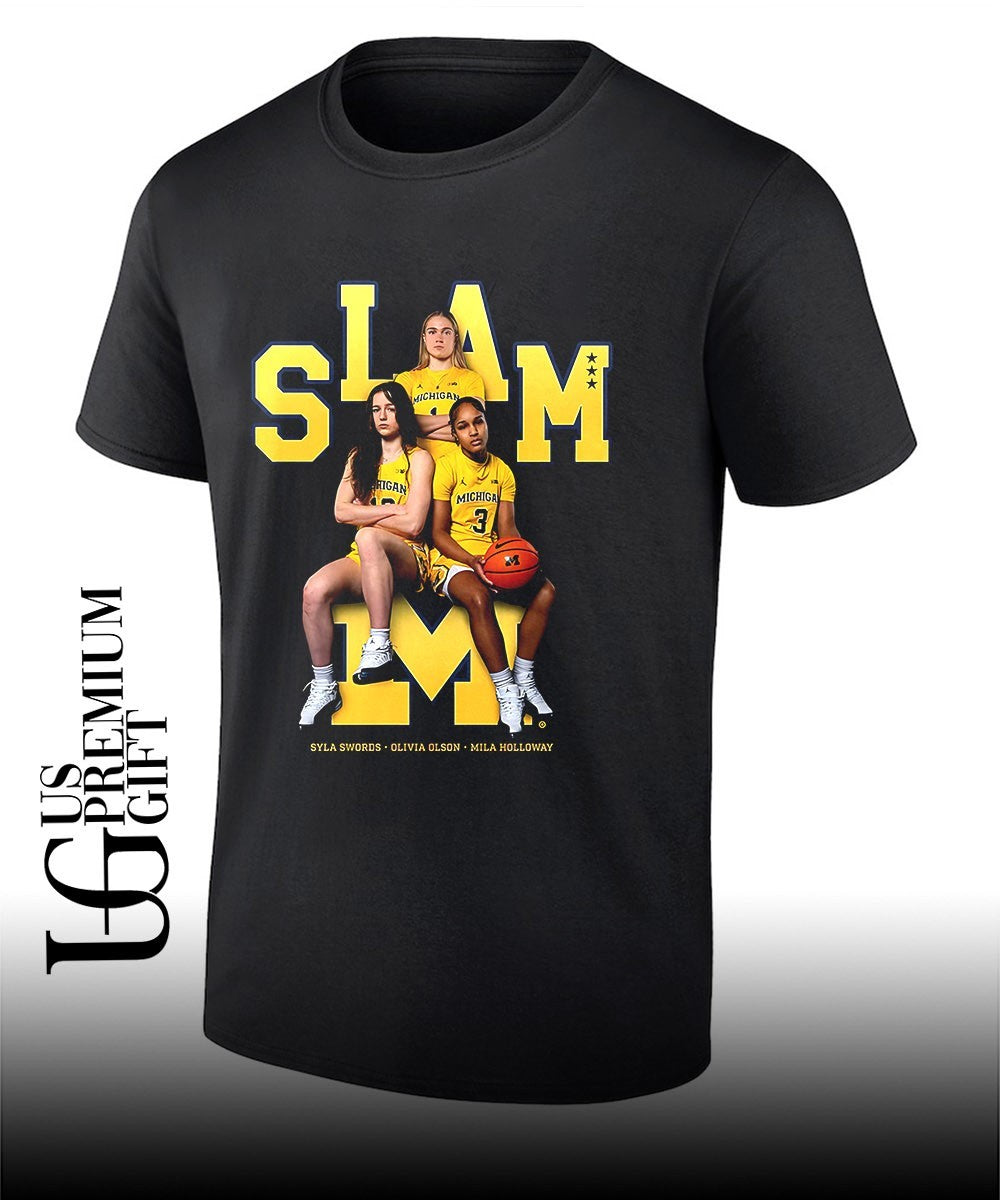 Mila Holloway Olivia Olson and Syla Swords Michigan Wolverines women’s basketball SLAM shirt