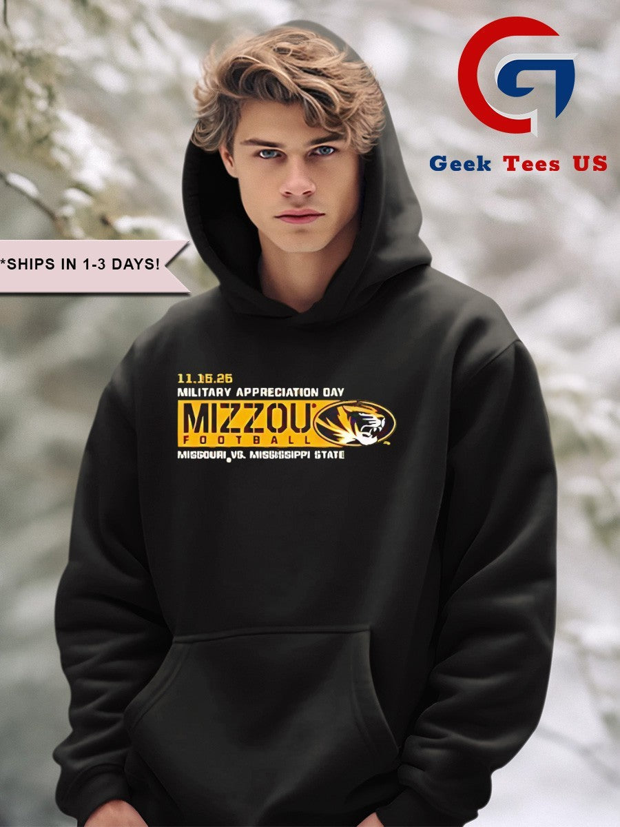 Military Appreciation Game Day 2025 Mizzou Tigers vs Mississippi State Bulldogs logo shirt