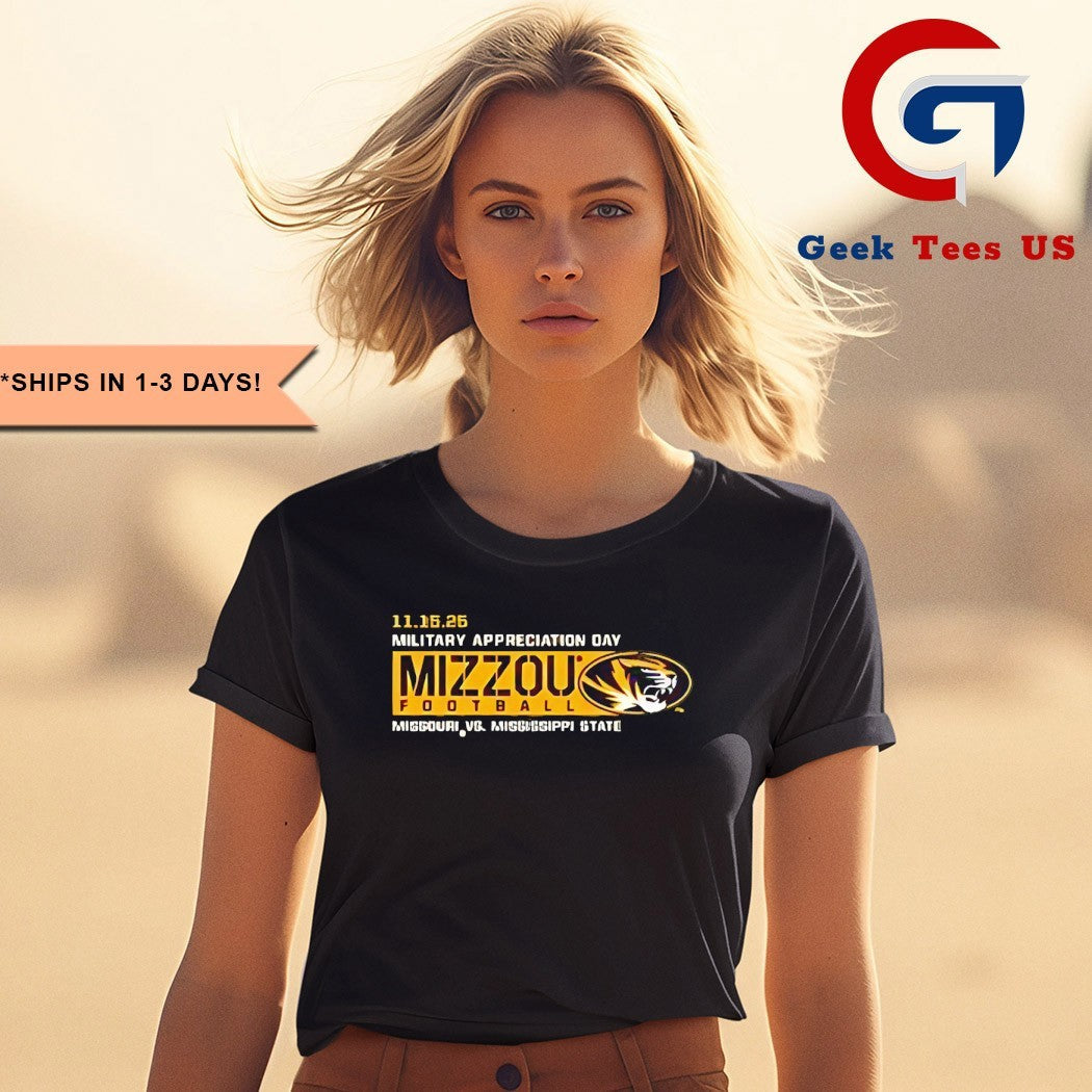 Military Appreciation Game Day 2025 Mizzou Tigers vs Mississippi State Bulldogs logo shirt