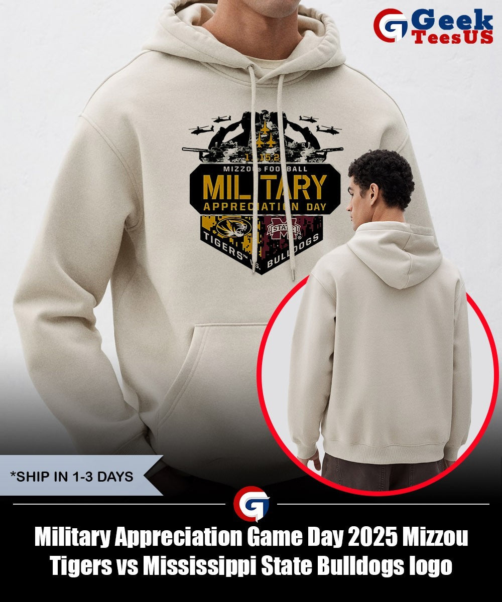 Military Appreciation Game Day 2025 Mizzou Tigers vs Mississippi State Bulldogs logo T-shirt