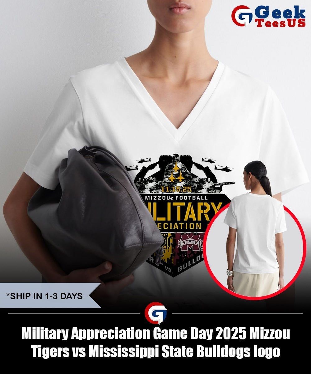 Military Appreciation Game Day 2025 Mizzou Tigers vs Mississippi State Bulldogs logo T-shirt