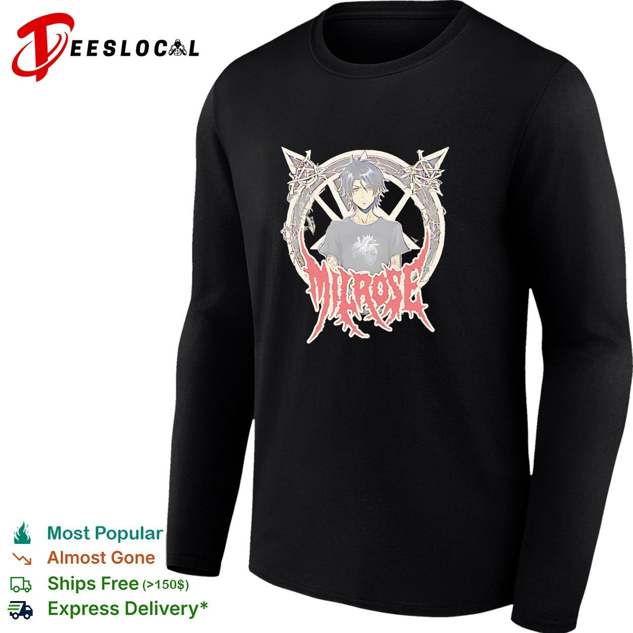 Milrose anime boy portrait barbed wire shirt