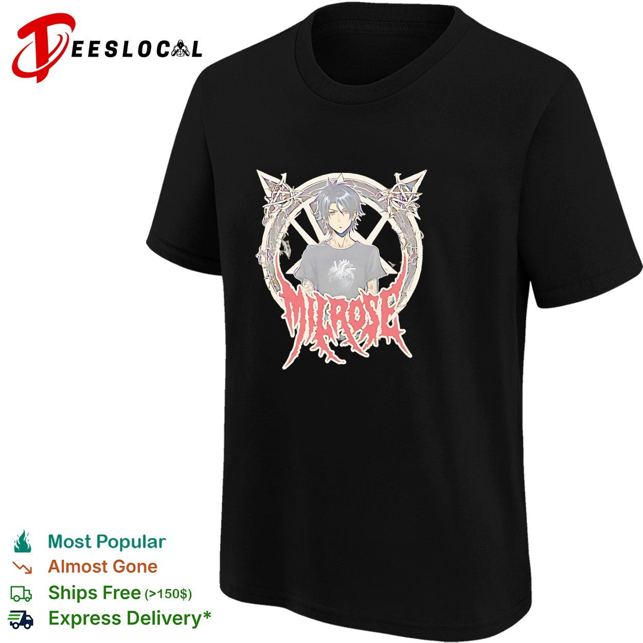 Milrose anime boy portrait barbed wire shirt