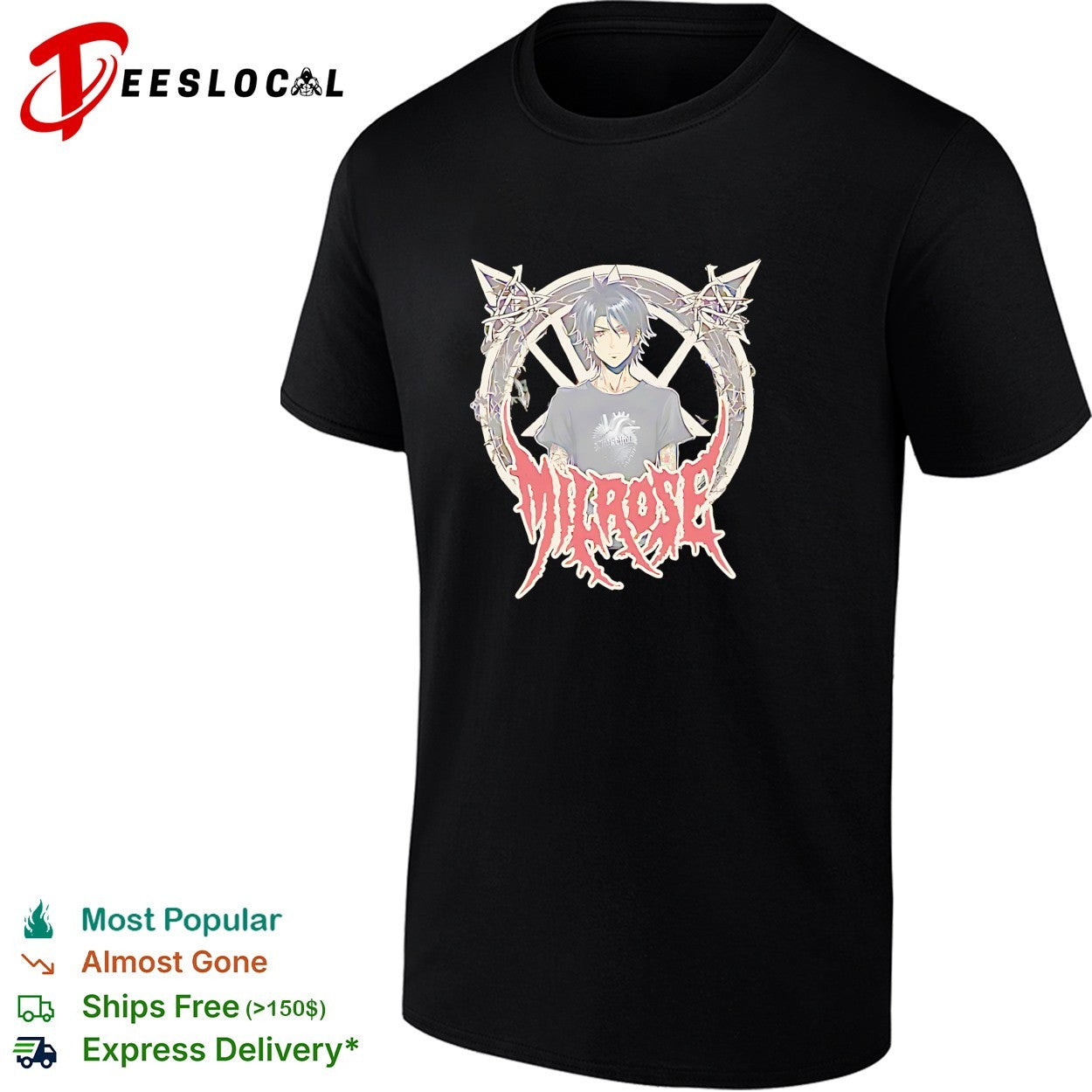 Milrose anime boy portrait barbed wire shirt