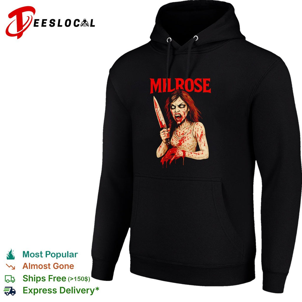 Milrose bloody knife horror woman poster shirt