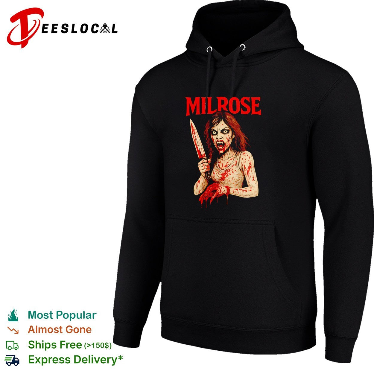 Milrose bloody knife horror woman poster shirt