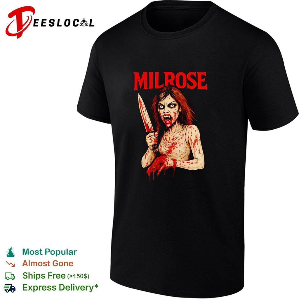 Milrose bloody knife horror woman poster shirt